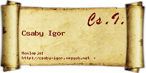 Csaby Igor névjegykártya